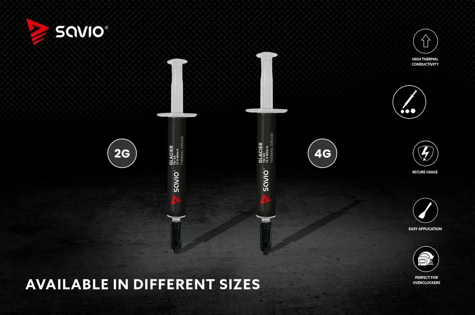 Pastë termike Savio TG-03, 2g, 13.5 W/mK, e zezë