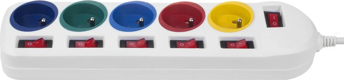 Listë elektrike Maclean MCE204 M/W, 5 dalje, me çelësa individual, 1.5m, Bardhë