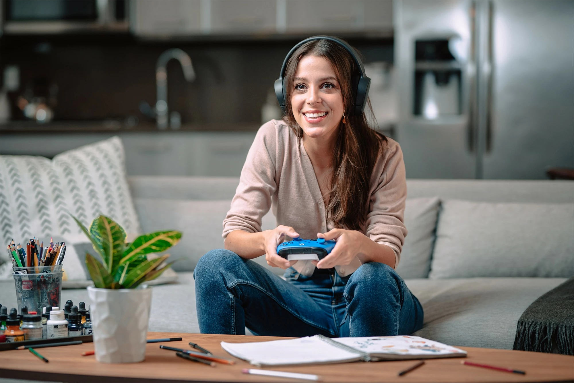 Gamepad Microsoft Xbox Wireless Controller, Bluetooth/USB, Android, PC, Xbox, ngjyrë blu dhe bardhë