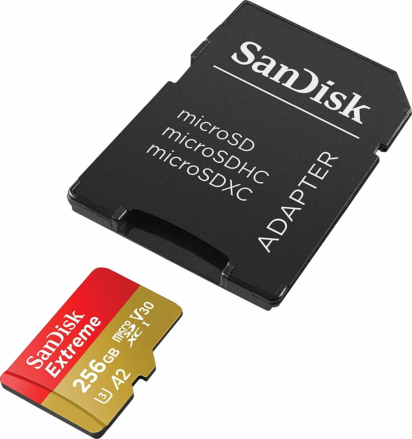 Kartelë memorie microSDXC SanDisk Extreme 256GB Class 10 UHS-I U3 A2 V30 me adapter (SDSQXAV-256G-GN6MA)
