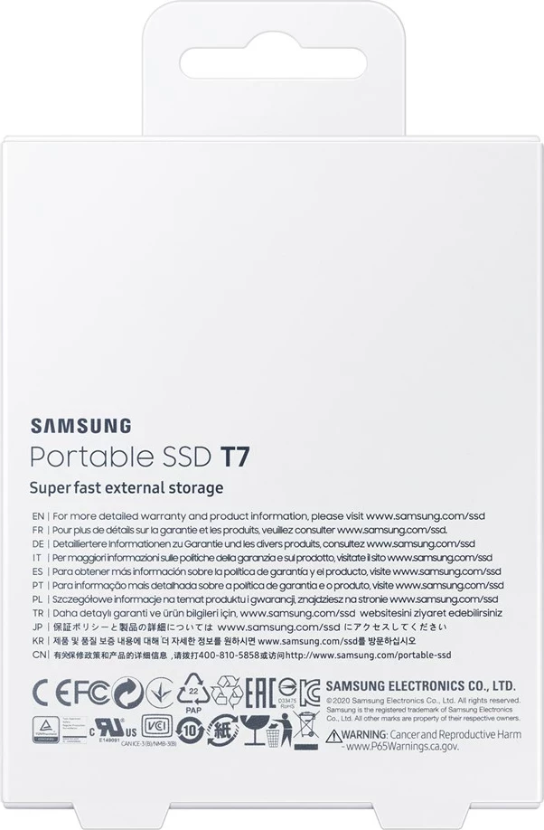 SSD i jashtëm Samsung T7, 2 TB, USB Type-C 3.2 Gen 2, Blu