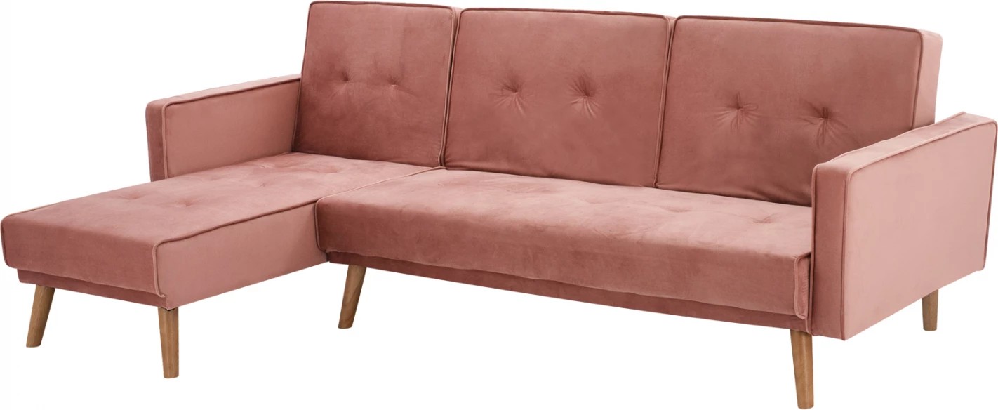 Divan qoshe i kthyeshëm TALIA FH3153.02 kadife në ngjyrë rozë e pluhurosur 267x153x85 cm