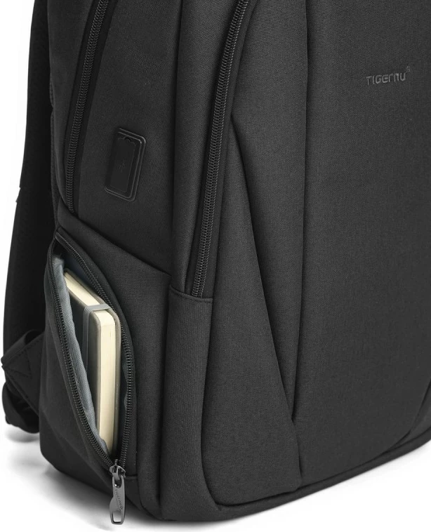 Çantë shpine për laptop Tigernu Pictor 15.6\", rezistente ndaj ujit, me port USB, e zezë/gri