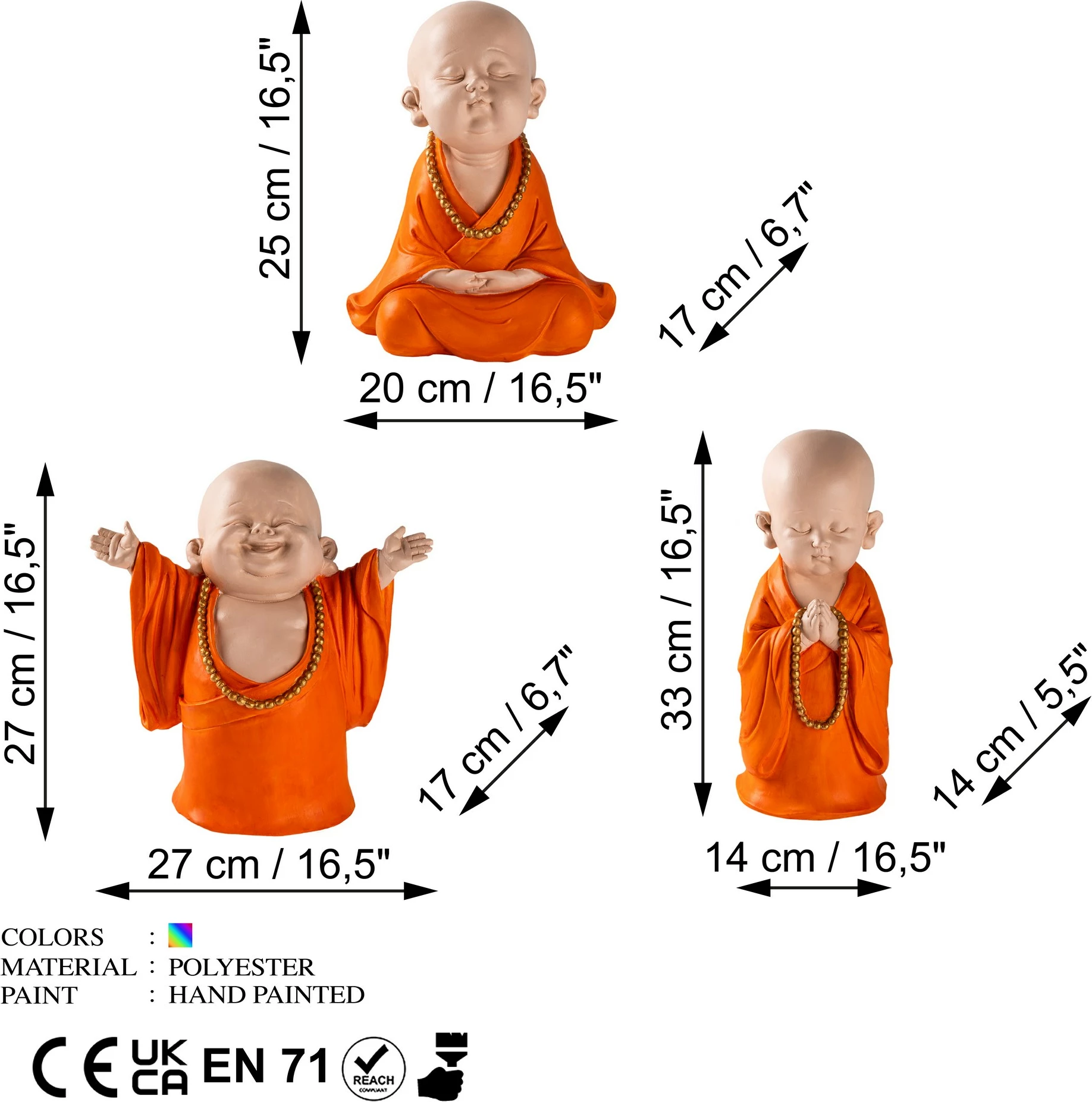 Set dekorativ me figura budiste, shumëngjyrëshe, Yak-045