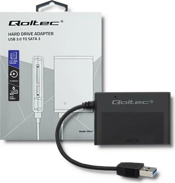 Kasë e jashtme Qoltec 50644 për HDD/SSD 2.5", USB 3.0, SATA III, e zezë