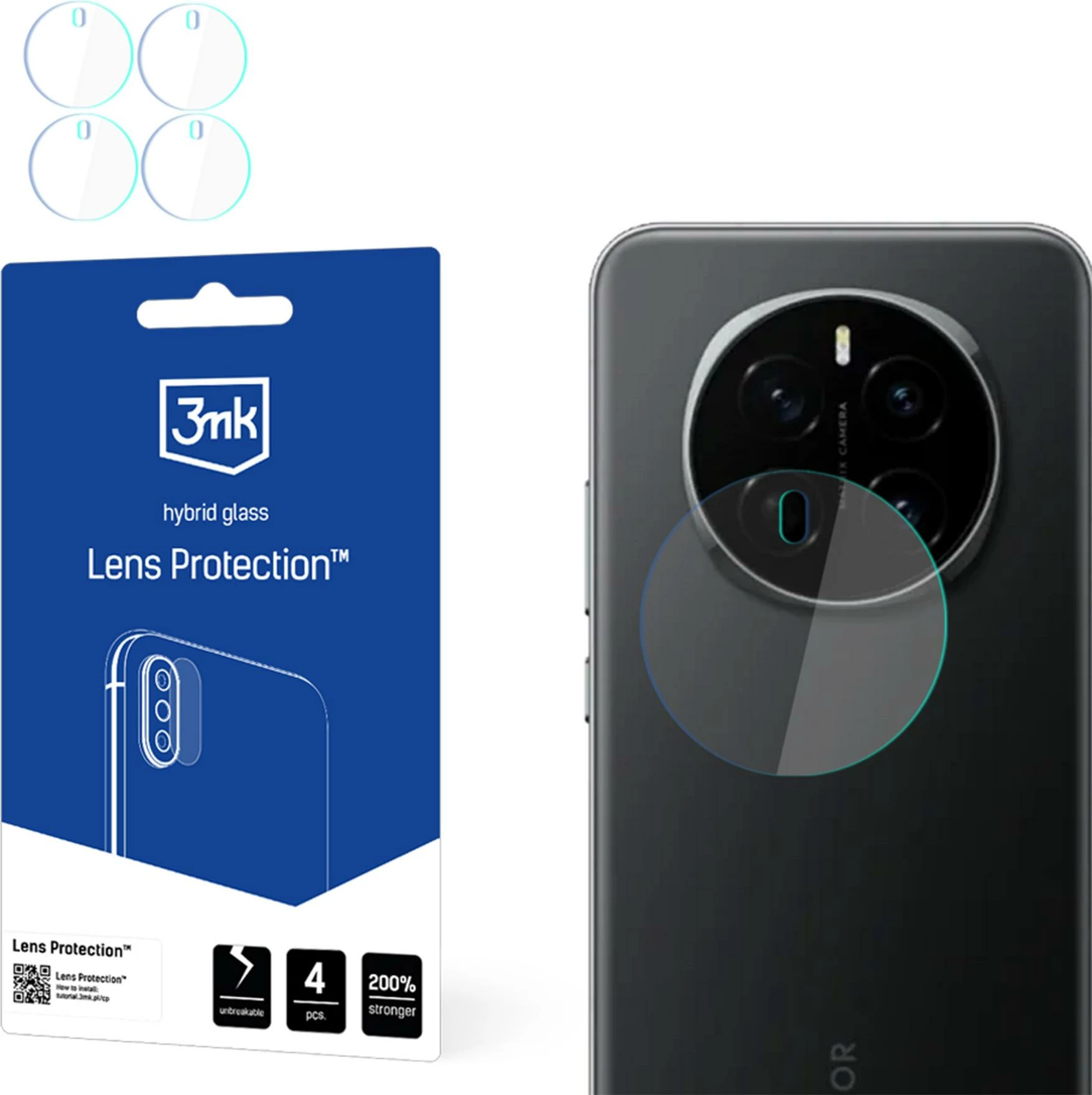 Mbrojtës xhami për kamerë 3mk Protection për Honor Magic 7 Pro, 4 copë