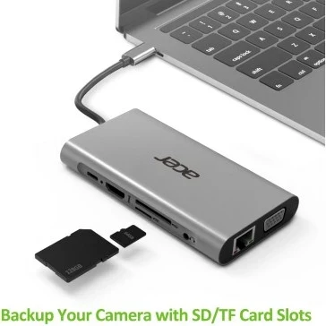 Docking station Acer HP.DSCAB.002, USB Type-C, Argjend