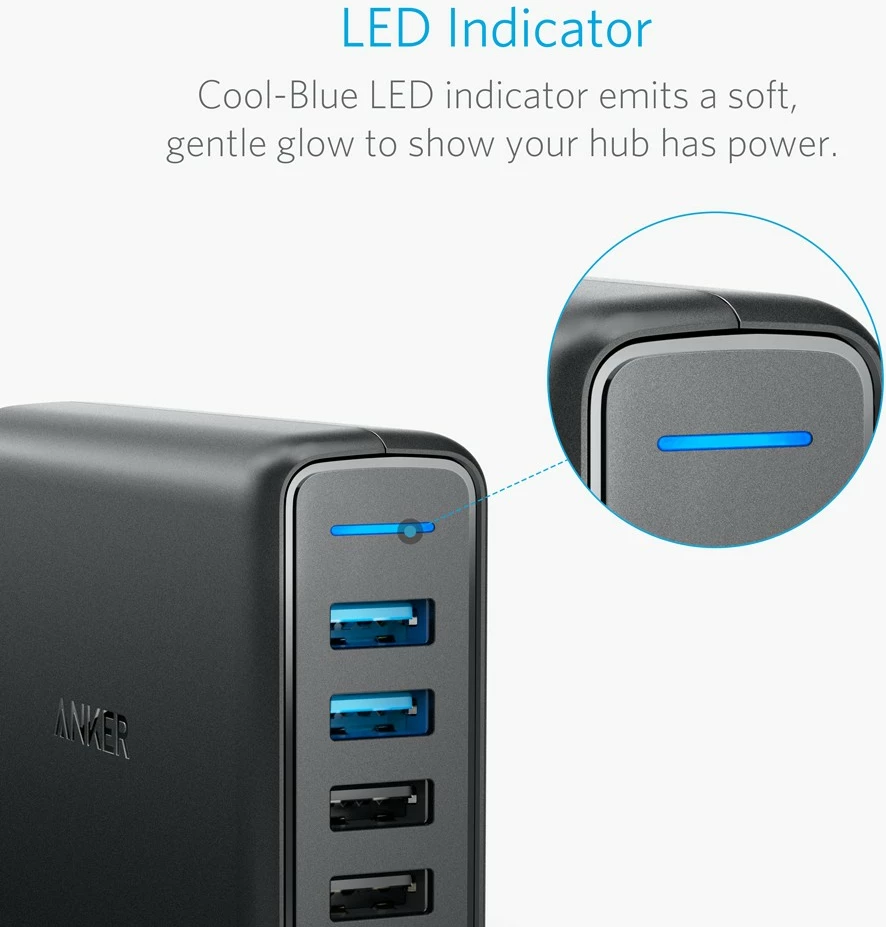 Karikues Anker PowerPort Speed 5, 5 porta, i zi