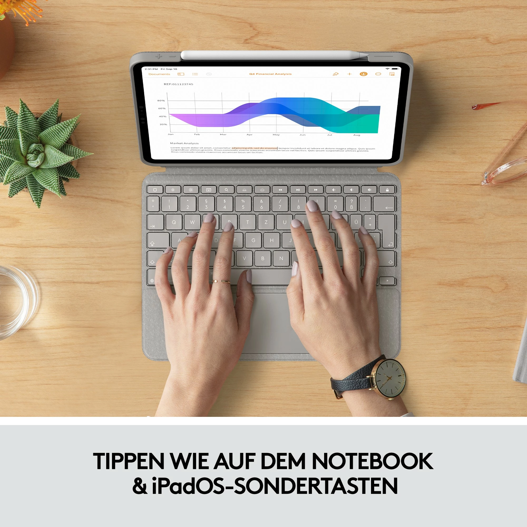 Mbështjellës tastierë Logitech Combo Touch për iPad Pro 11-inç, gri
