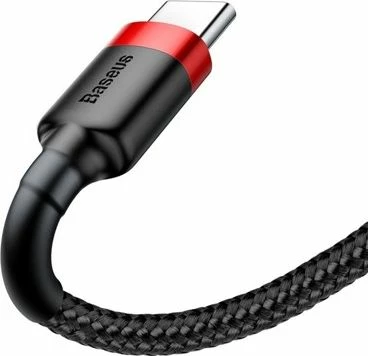 Kabllo USB-A në USB-C Baseus Cafule CATKLF-U91 3 m USB 2.0 e thurur, zi-kuqe