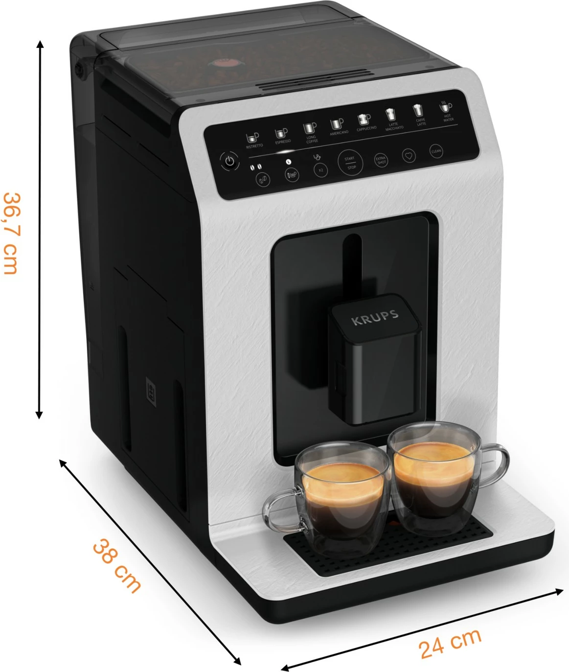 Aparat kafeje Krups Evidence ECO-Design EA897A, 2.3L, mulli i integrum, 1450W, zi/gri