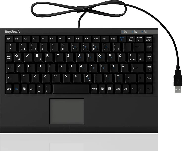 Tastierë mini KeySonic ACK-540U+, me touchpad, USB, QWERTZ, e zezë
