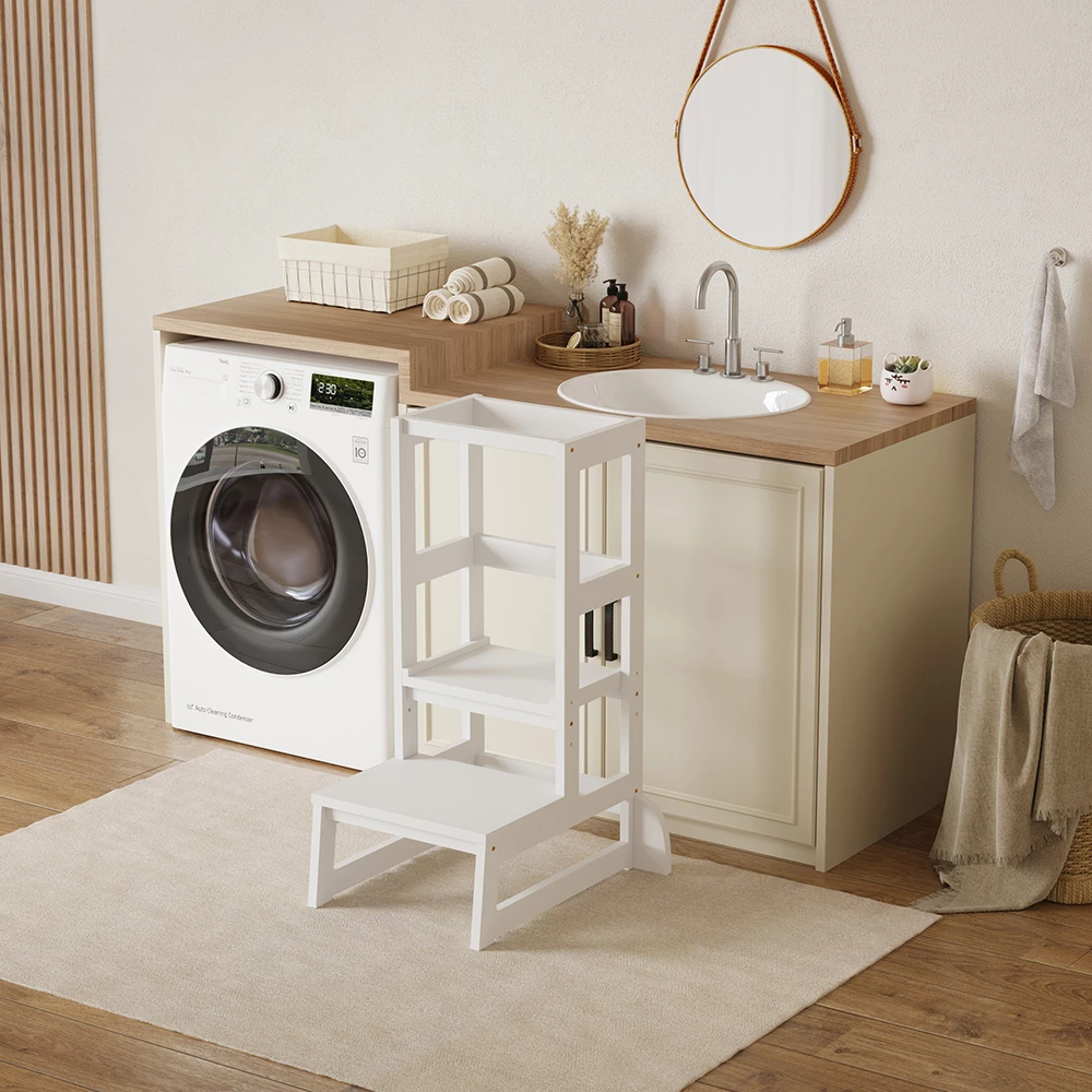 Kullë mësimore për fëmijë Montessori PEPE, dru pishe, e bardhë, FH9291.03, 45.7x51x90cm