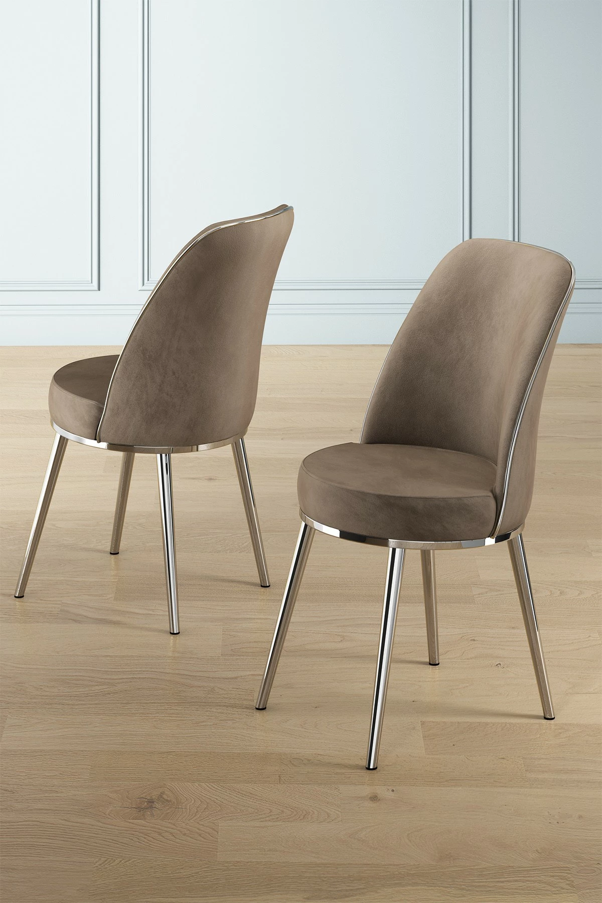 Set karrigesh (4 copë) Hanah Home, Pefa - kapuçino, krom