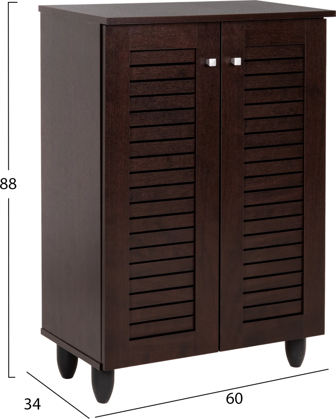 Dollap këpucësh PROLLY FH9608.01 melaminë ngjyrë wenge-2 dyer-4 rafte 60x34x88Hcm