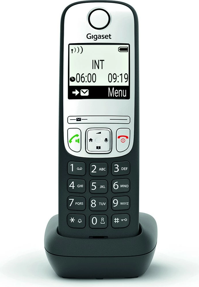 Telefon pa tela Gigaset A690HX, 2 inç, 150 kontakte, altoparlant, zi/argjendtë