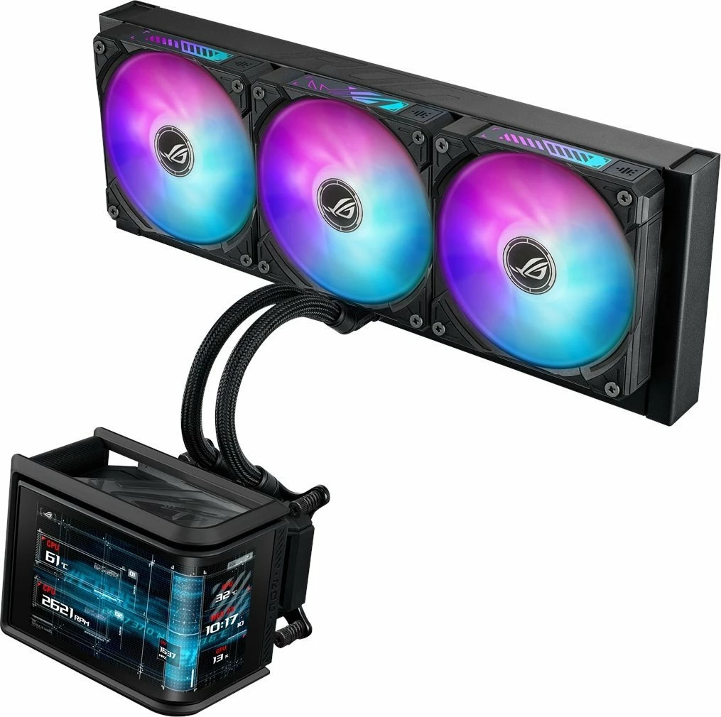 Ftohës me ujë CPU Asus ROG Ryuo IV SLC 360 ARGB 360mm (90RC0151-B0EAY0), me 3 ventilatorë 120mm