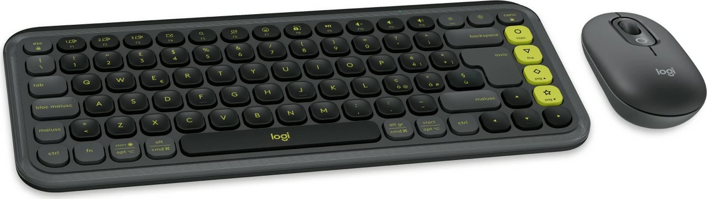 Tastierë dhe maus Logitech POP ICON COMBO, Wireless, Bluetooth, QWERTY, Grafit, Gjelbër
