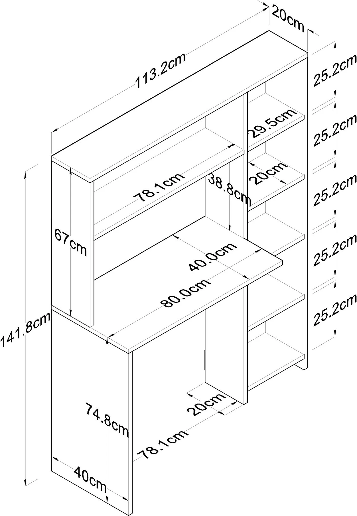 Tavolinë studimi Hanah Home, HA104 - 2025, ngjyrë lisi