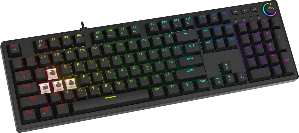 Tastierë mekanike SAVIO STYX, Outemu Brown, RGB, Full-size, e zezë