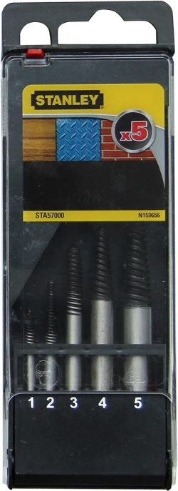 Set ekstraktorësh për vida të dëmtuara Stanley STA57000, M3-M18, 5 copë