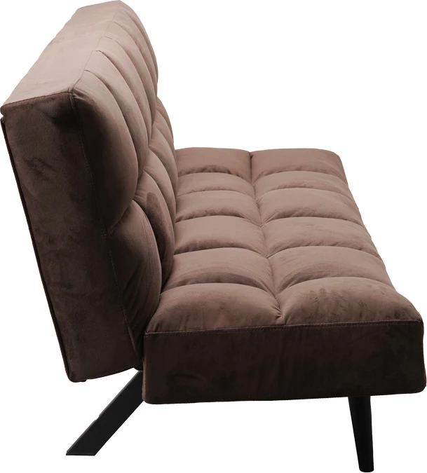 Divan-krevat Freddo I, kadife ngjyrë kafe, 181x81x86cm, 3 vende