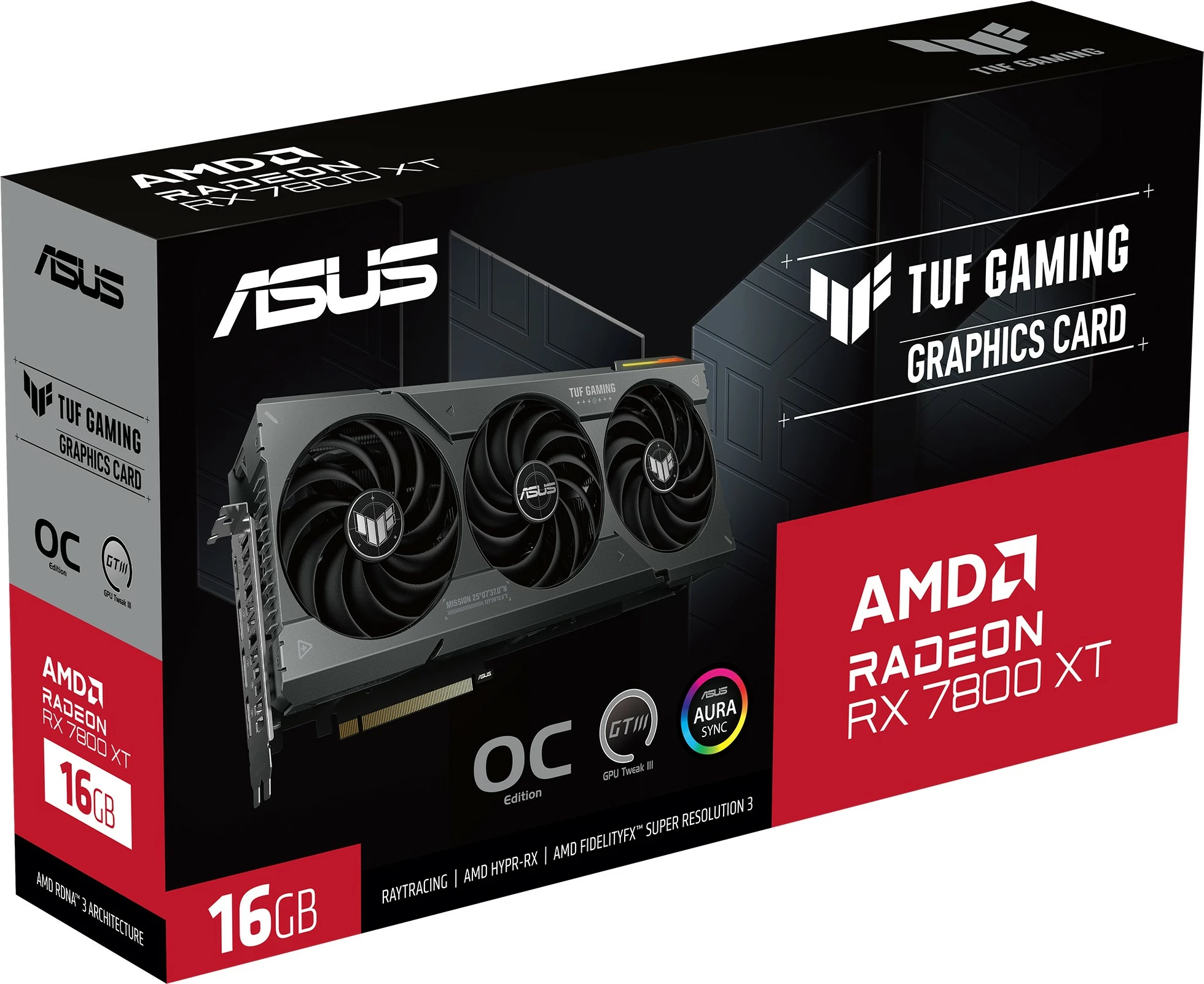 Kartelë grafike ASUS TUF Gaming TUF-RX7800XT-O16G-GAMING, Radeon RX 7800 XT, 16 GB, Gri