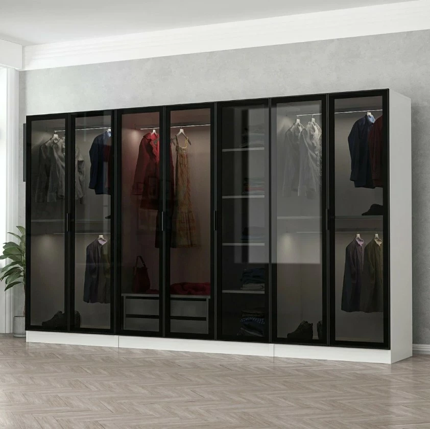 Dollap modern për dhomë gjumi, ngjyrë e bardhë dhe e zezë, Skye Decor, 6639