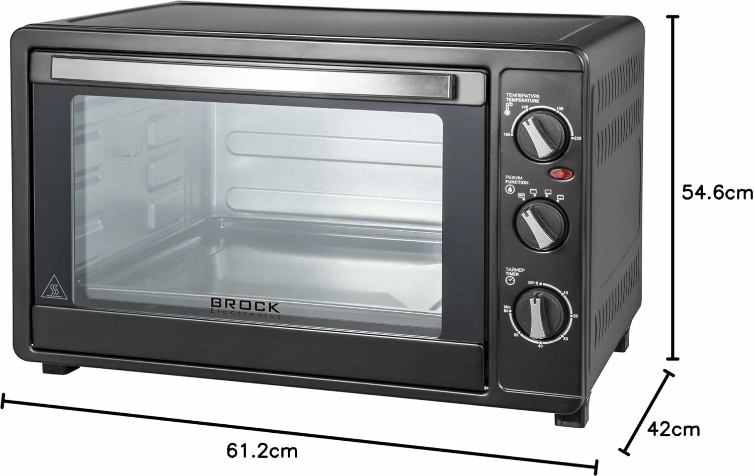 Furrë elektrike portative Brock TO 6001B 60 L 2200 W, e zezë