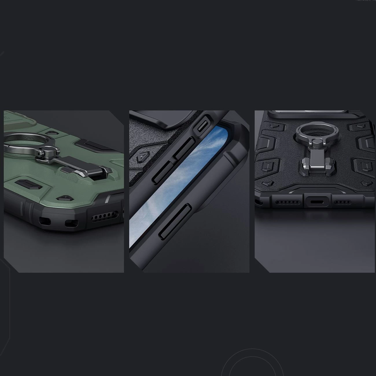 Mbështjellës Nillkin CamShield Armor Pro për iPhone 14 Plus, me kapak kamere, mbajtëse gishti dhe stand, Blu