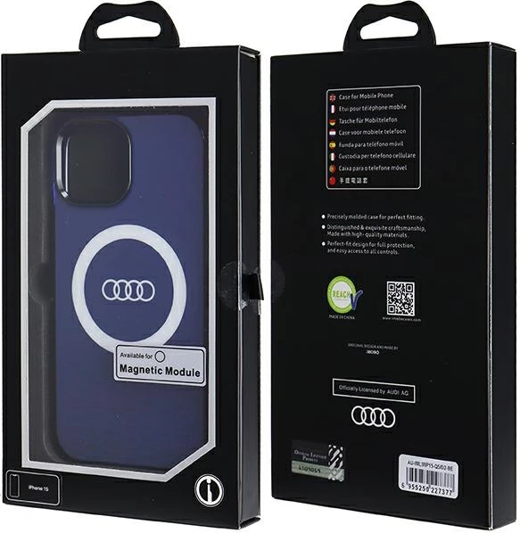 Mbështjellës Audi IML Big Logo MagSafe për iPhone 15/14/13, kaltër