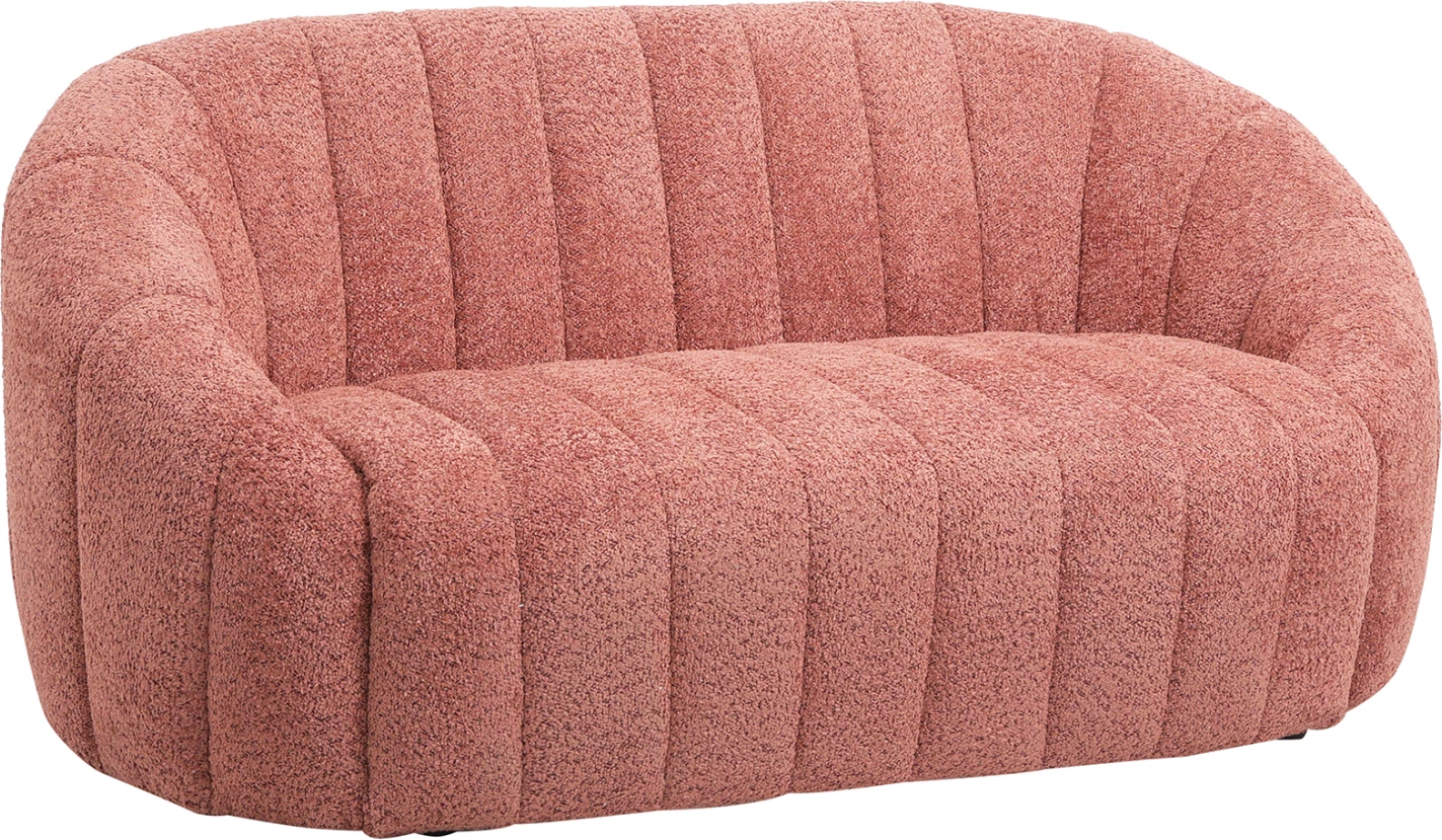 Divan dy vendësh MOBY, pëlhurë boucle ngjyrë rozë, FH9595.02, 148x83x66H cm