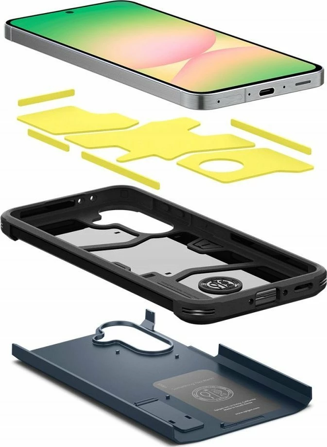 Mbështjellës Spigen Tough Armor ACS09295 për Samsung Galaxy A56 5G, MagSafe, me këmbëz, MIL-STD 810G-516.6, gri Metal Slate