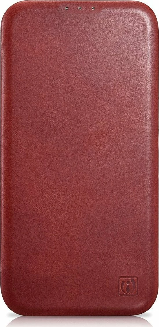 Mbështjellës iCarer CE Oil Wax Premium Leather Folio AKI14220707-RD për iPhone 14 Plus, lëkurë natyrale, me flapa magnetike, MagSafe, kuqe