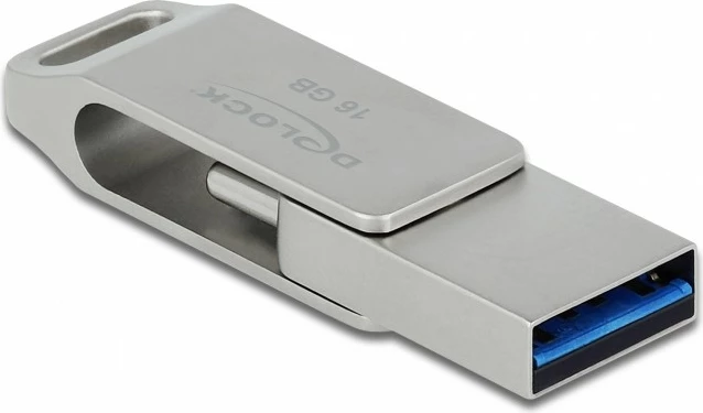USB stick DeLOCK 16GB, USB 3.2 Gen 1, USB-C + Typ-A, metalik