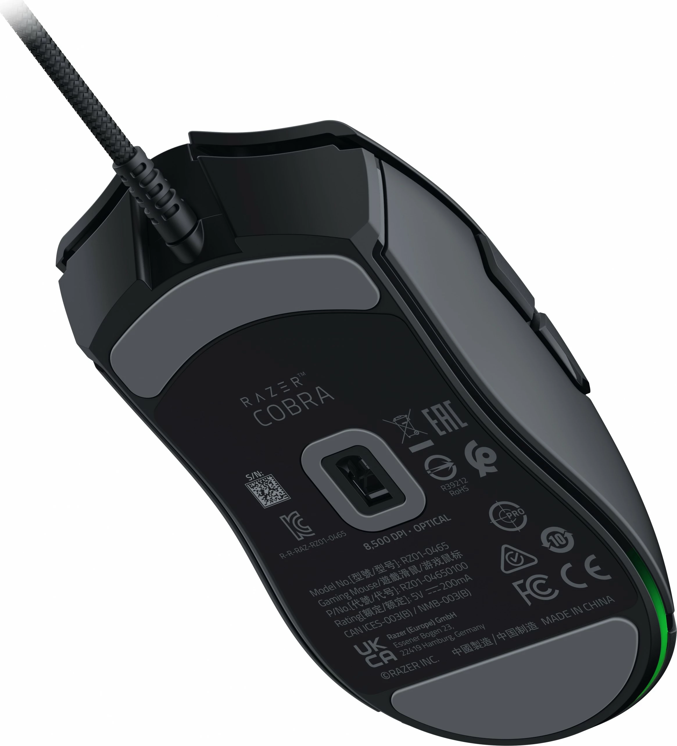 Maus Razer Cobra, USB Type-A, 8500 DPI, e zezë