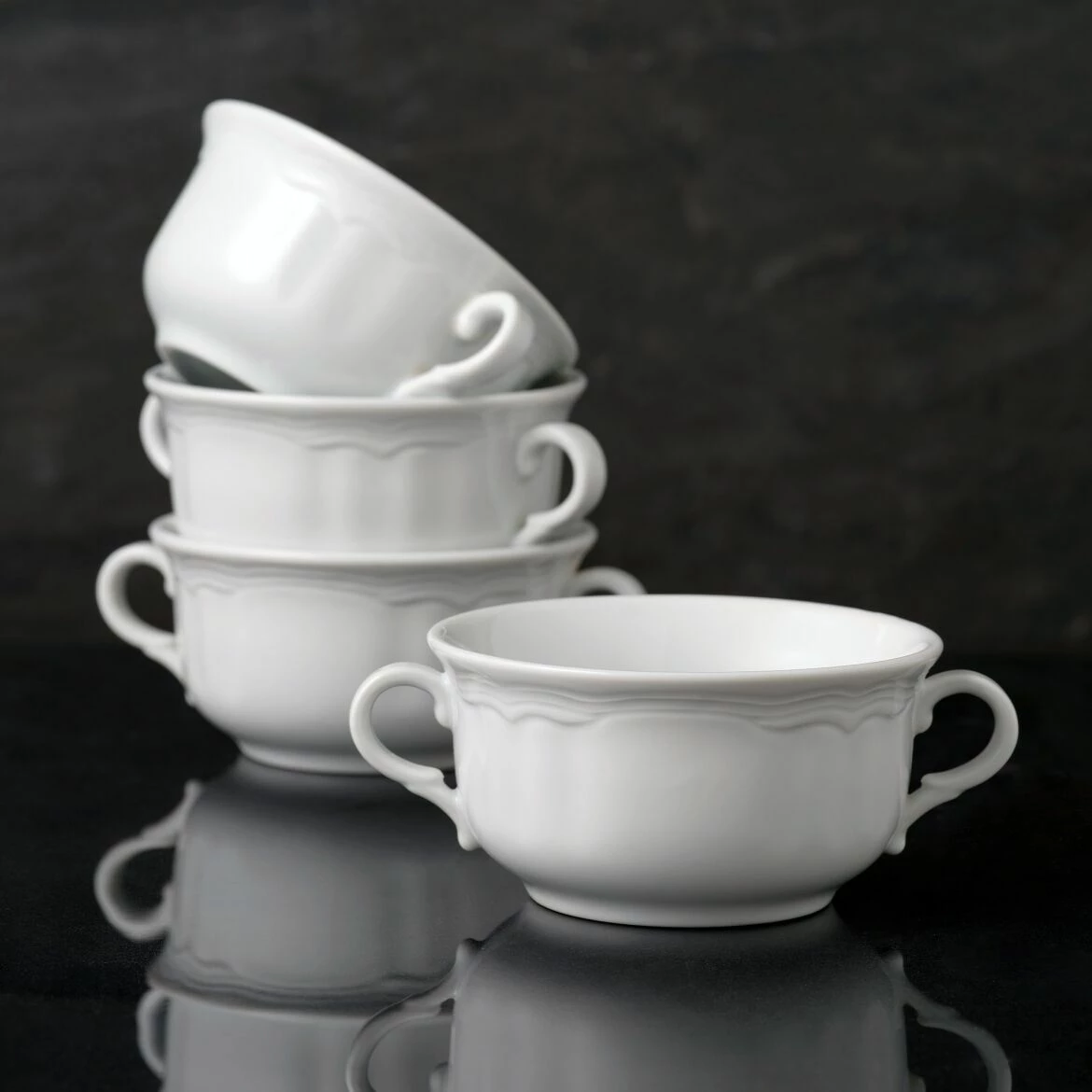 Set me 4 tasa porcelani të bardhë, Hermia Concept, VN412KS00