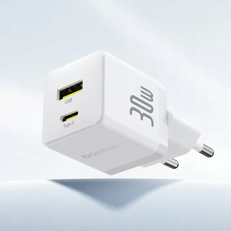 Karikues Baseus Palm BSU9056 30W 1x USB-A 1x USB-C Quick Charge/PD, i bardhë