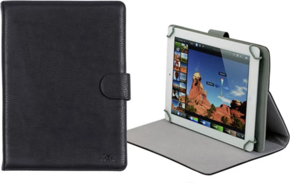 çantë/mbështjellës për tablet RIVACASE 3017, 9.7"-10.5", PU lëkurë, me mbajtëse/stand, e zezë