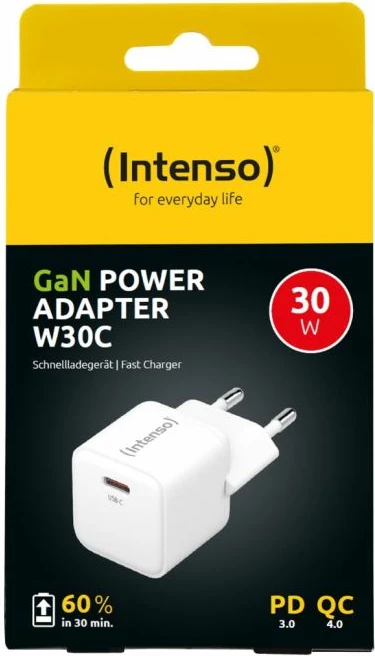 Adapter karikimi GaN 30W Intenso W30C USB-C, i bardhë