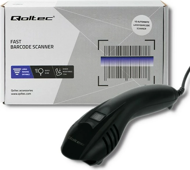 Skaner barkodi me laser Qoltec 50861, me kabllo, i zi