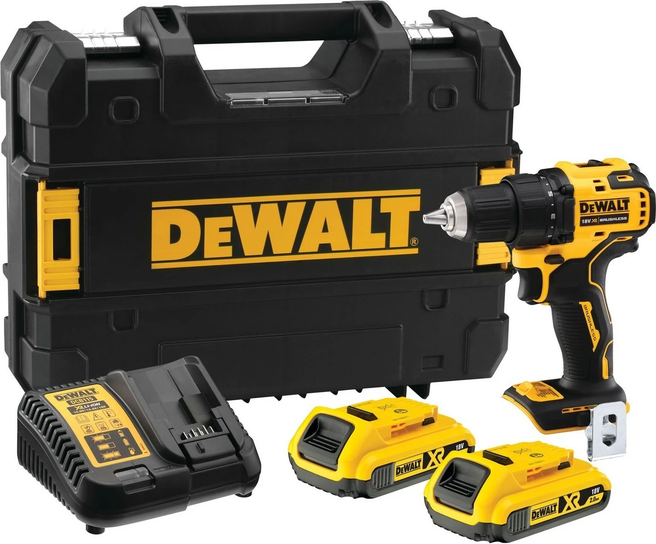 Kaçavidë elektrike DeWALT DCD708D2T-QW, 18V, 2Ah, 1650 RPM, zi/verdhë