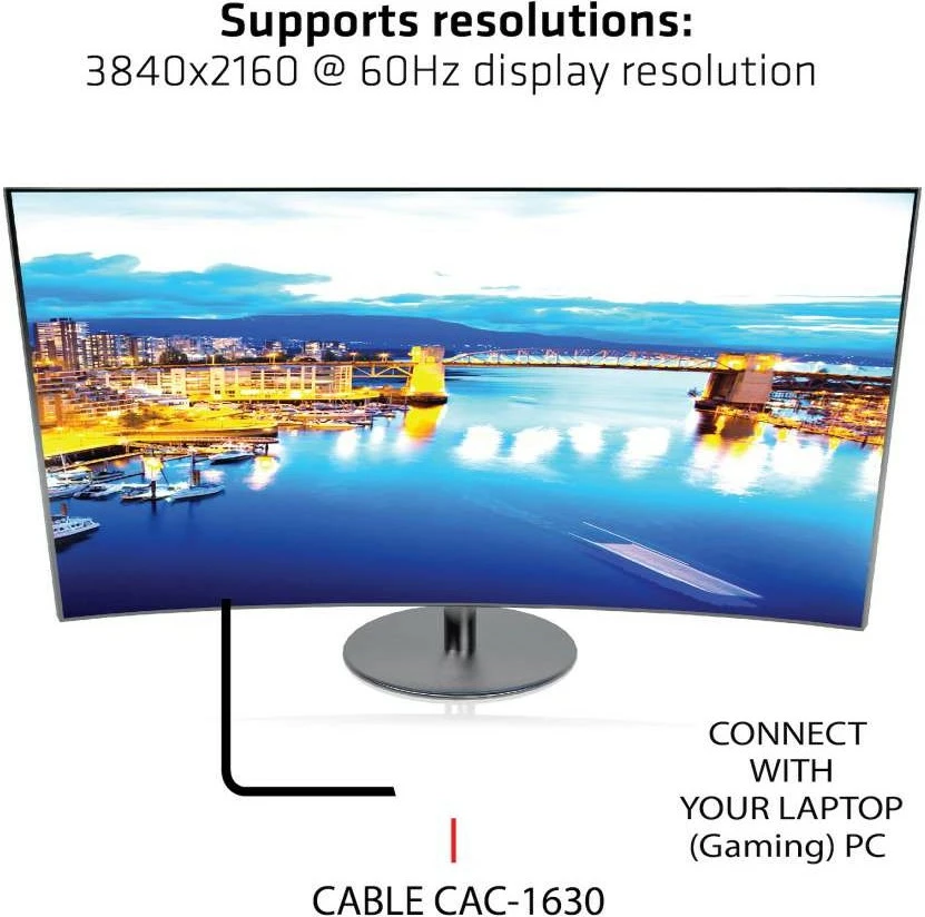 Adapter Club 3D USB-C + HDMI + Mini DisplayPort 1.2 në HDMI 4K60Hz, i zi