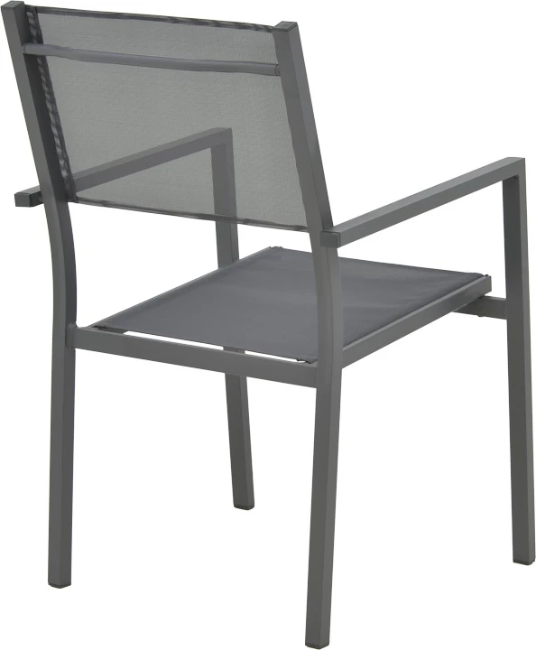 Tavolinë me karrige për terasë Appa-Moly, alumin dhe dru kompensat, ngjyrë antracit, set prej 5 pjesësh, Φ120x74cm