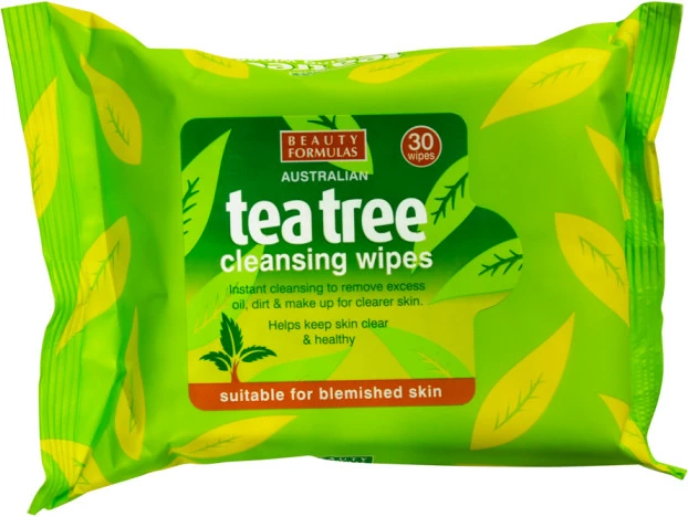 Letra të lagura pastruese fytyre Beauty Formulas Tea Tree për femra 30 copë