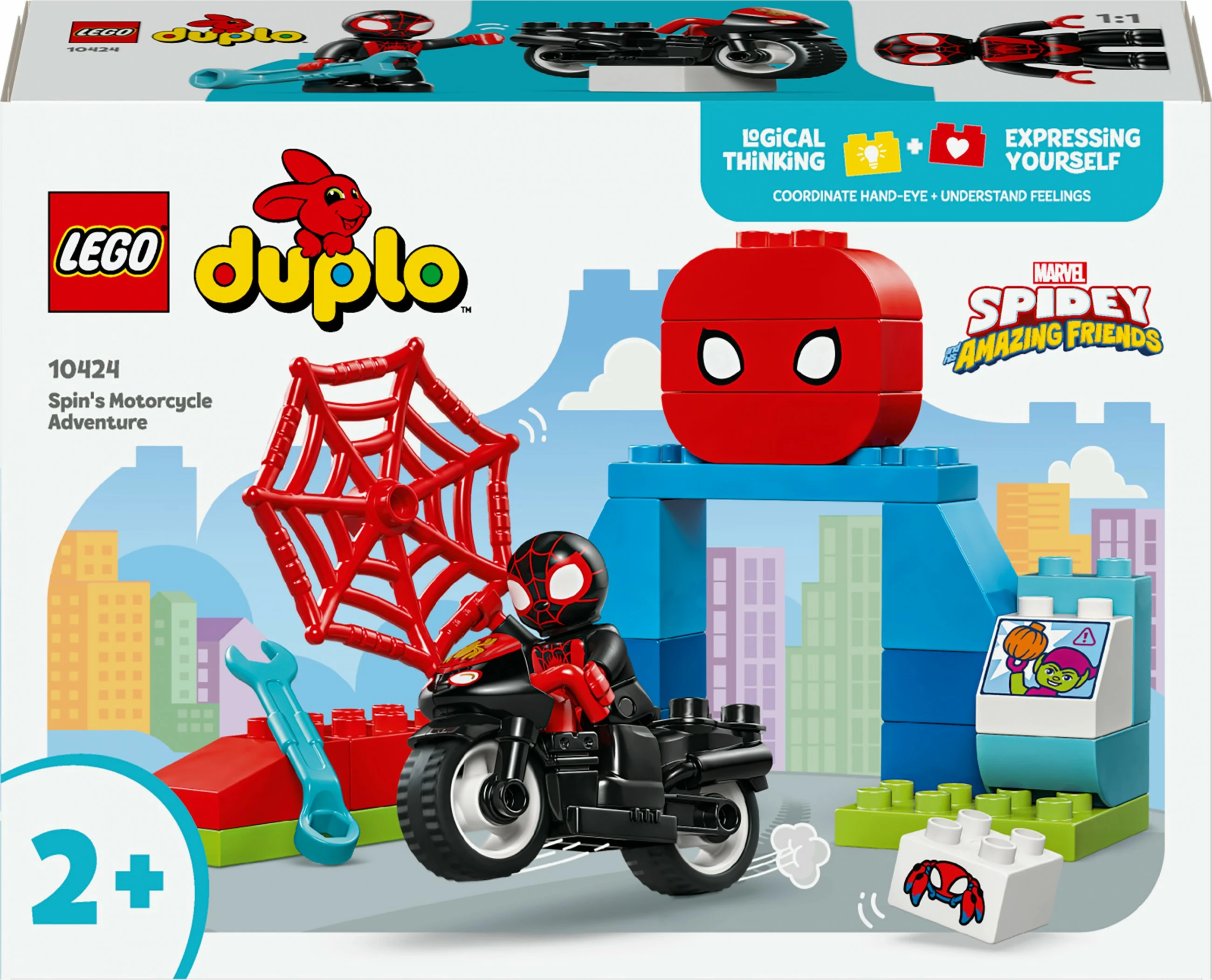 Set ndërtimi LEGO DUPLO Marvel 10424 Spin's Motorcycle Adventure, shumëngjyrësh