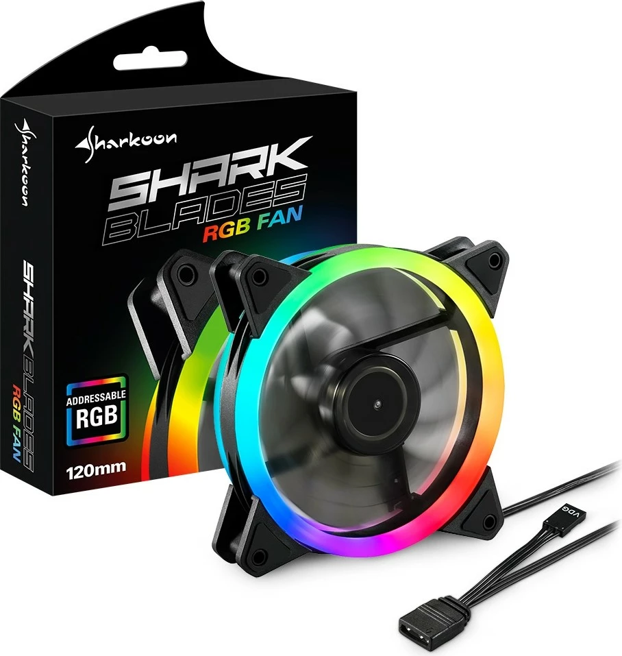 Ventilator RGB SHARKOON SHARK Blades 120mm, 3-pin, shumëngjyrësh