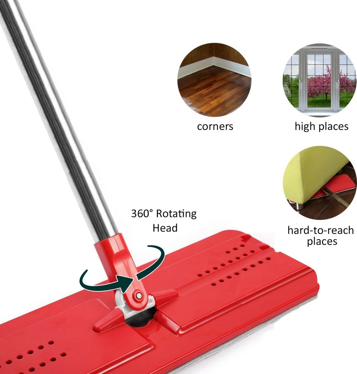 Mop i sheshtë GreenBlue MaxiClean GB850 me kovë dhe shtrydhëse, i kuq