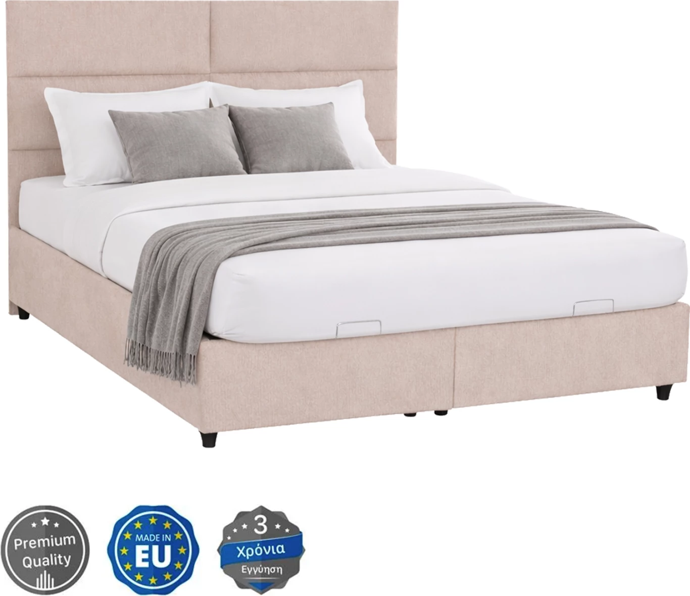 Krevat dopio me hapësirë për depo, material bezhë, MILO FH622.32, për dyshek 160x200cm