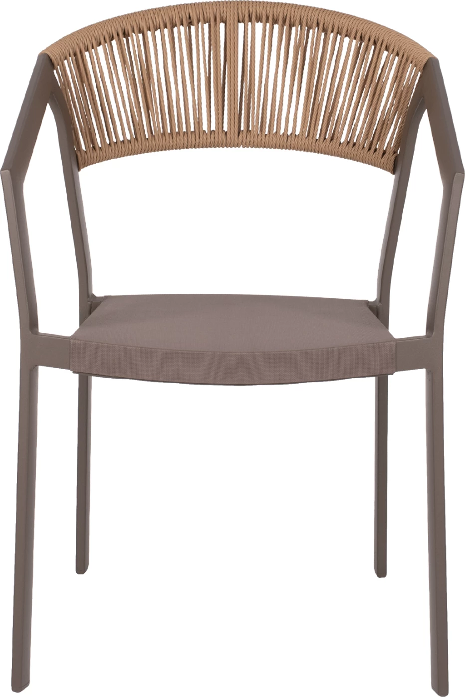 Karrige alumini FH5891.03, kornizë shampanjë dhe tekstil, mbështetëse ratan bezhë, 56x60x81,5H cm